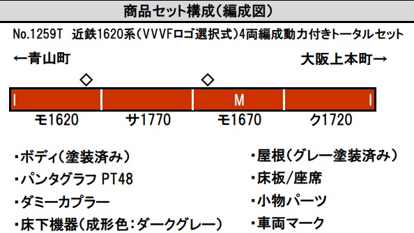 鉄道模型 :: GREENMAX（GMグリーンマックス）_1259S_近鉄1620系(VVVF