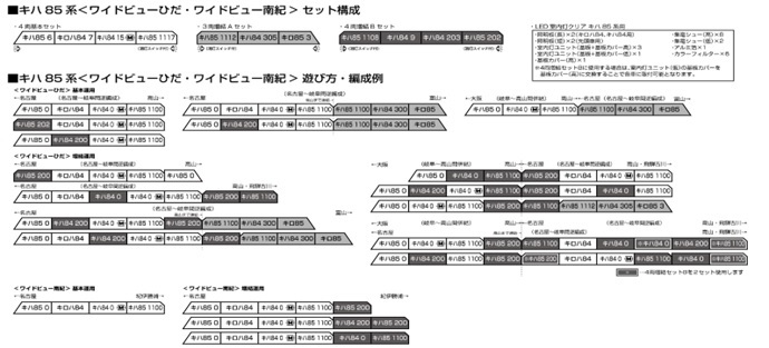 鉄道模型 :: KATO（カトー）_10-1888_キハ85系ワイドビューひだ・ワイドビュー南紀4両増結Bセット_N